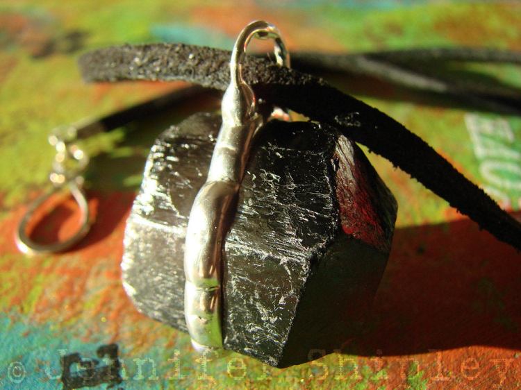 Raw Black Tourmaline Crystal Choker Pendant