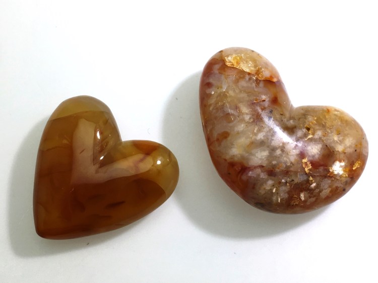 Hearts I carved from Carnelians we found in Washington State