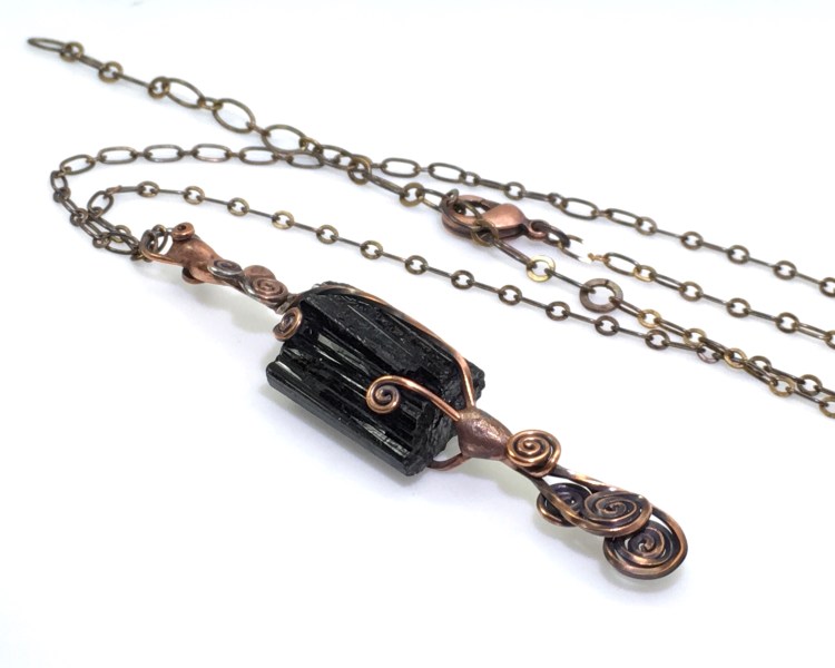 Raw Black Tourmaline Crystal Necklace