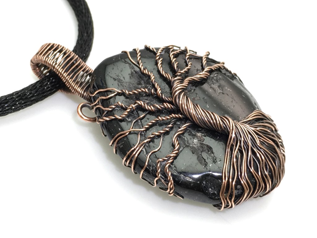Grounding Black Tourmaline Tree of Life Pendant