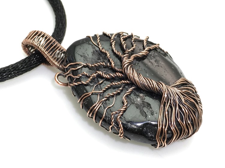 Grounding Black Tourmaline Tree of Life Pendant