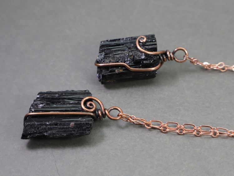 Raw Black Tourmaline Crystal Pendants