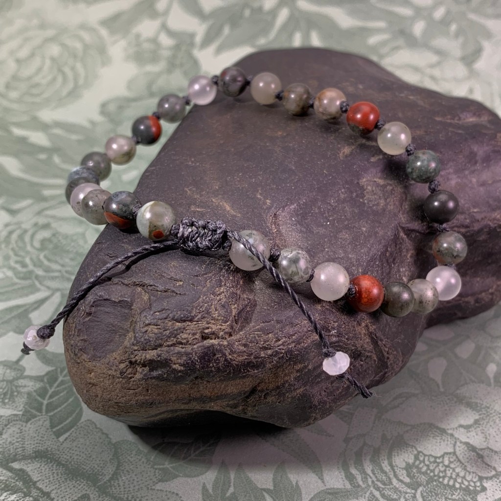 Hand-Knotted African Bloodstone Wrist Mala Bracelet