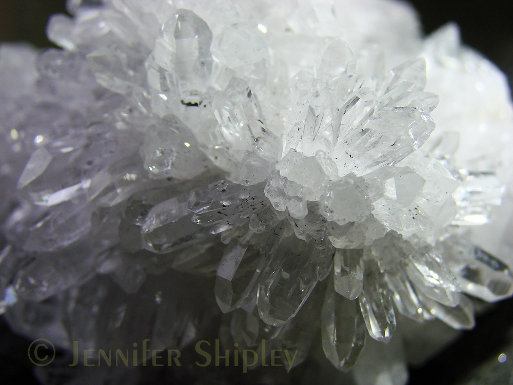 Quartz crystal cluster featuring hundreds of glassy sparkly crystals on a quartz matrix